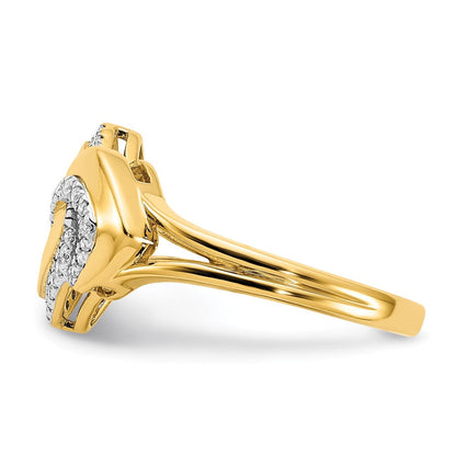 14K Gelbgold Poliert Echter Diamant Fantasie-Ring