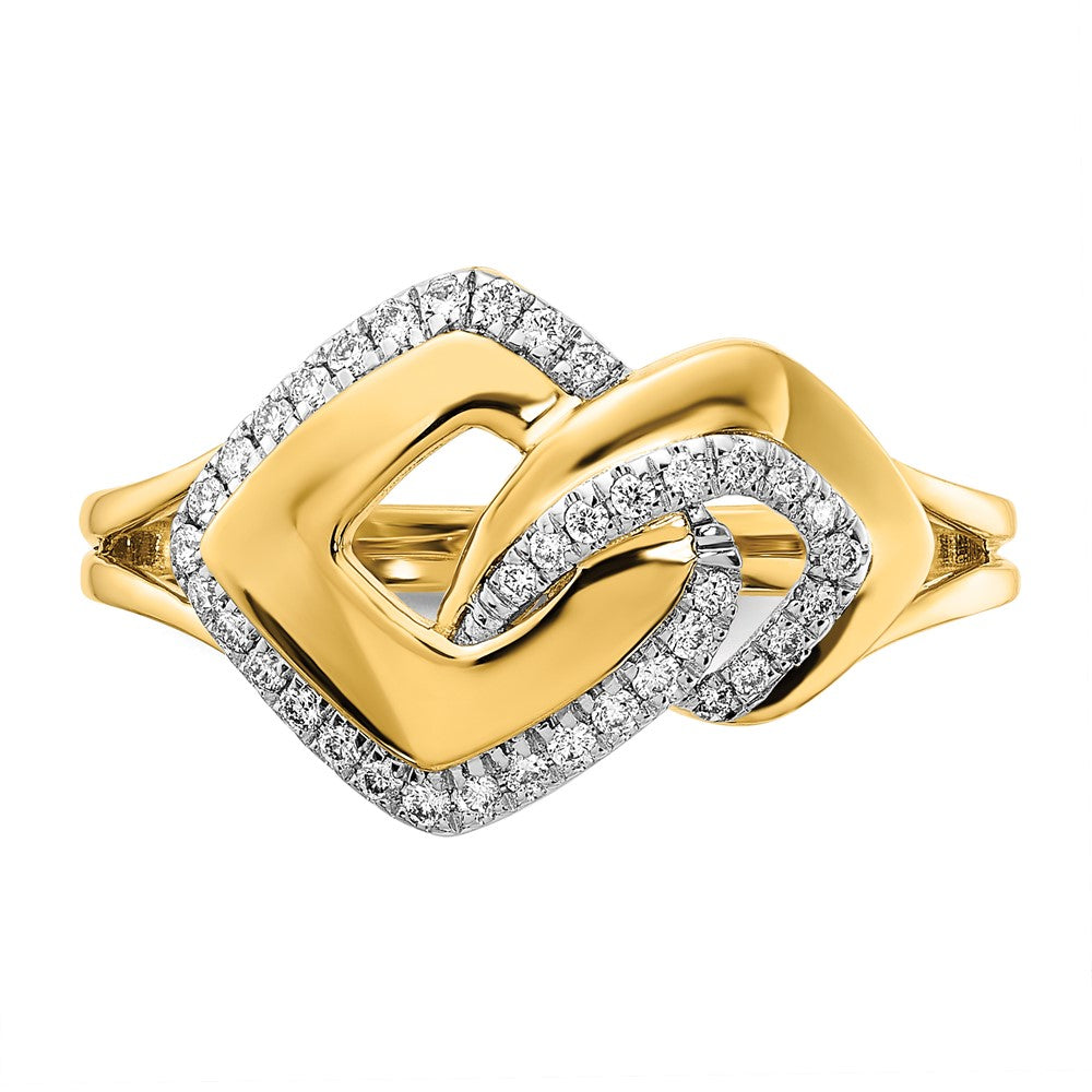 14K Gelbgold Poliert Echter Diamant Fantasie-Ring