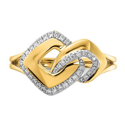 14K Gelbgold Poliert Echter Diamant Fantasie-Ring