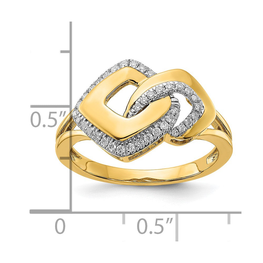 14K Gelbgold Poliert Echter Diamant Fantasie-Ring