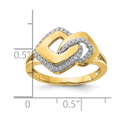14K Gelbgold Poliert Echter Diamant Fantasie-Ring