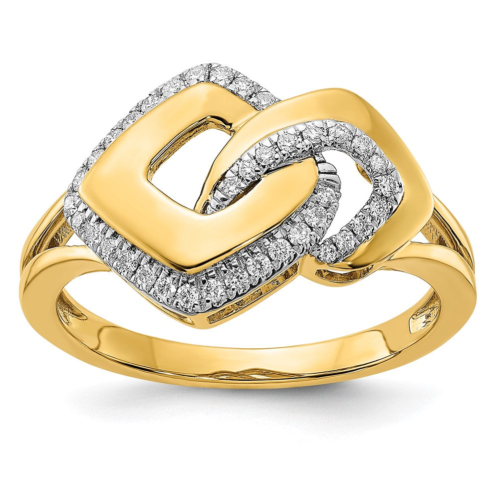 14K Gelbgold Poliert Echter Diamant Fantasie-Ring