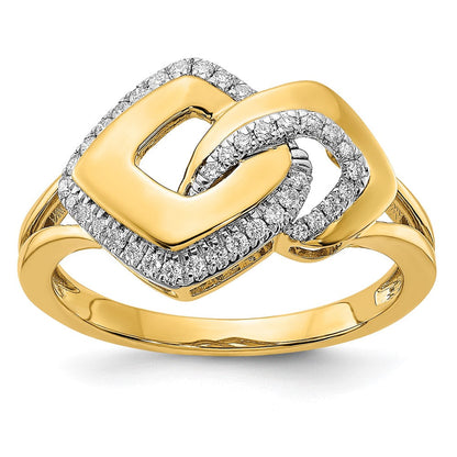 14K Gelbgold Poliert Echter Diamant Fantasie-Ring