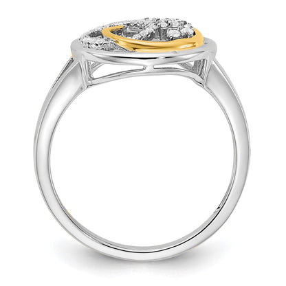 14K Bicolor-Gold polierter Ring mit echten Diamanten im Kreis-Cluster-Design