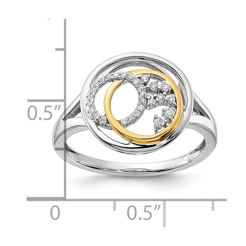 14K Bicolor-Gold polierter Ring mit echten Diamanten im Kreis-Cluster-Design