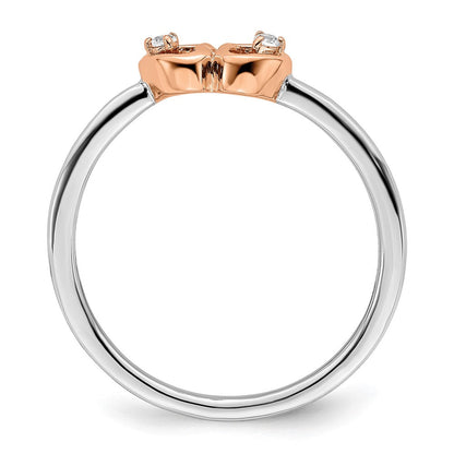 14K Bicolor Diamant-Herzen Verlobungsversprechen-Ring mit Lab Grown VS/SI+ G+ Diamanten