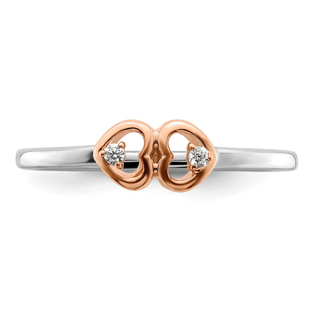 14K Bicolor Diamant-Herzen Verlobungsversprechen-Ring mit Lab Grown VS/SI+ G+ Diamanten