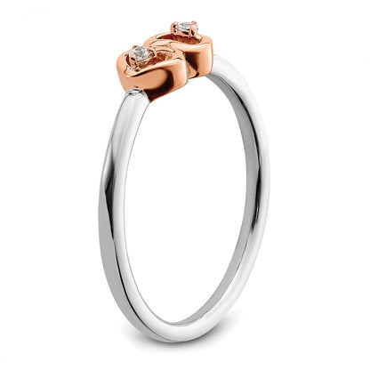 14K Bicolor Diamant-Herzen Verlobungsversprechen-Ring mit Lab Grown VS/SI+ G+ Diamanten