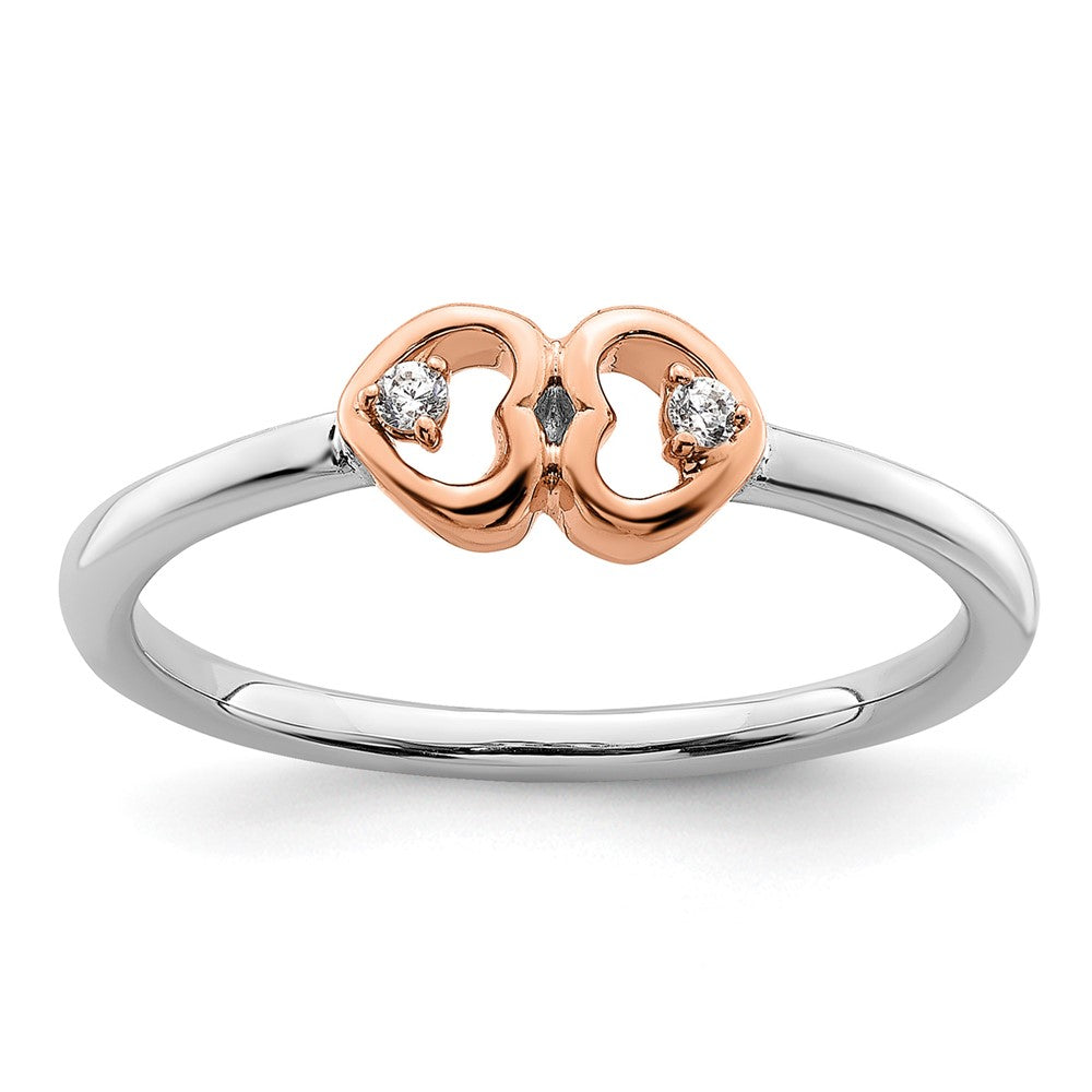 14K Bicolor Diamant-Herzen Verlobungsversprechen-Ring mit Lab Grown VS/SI+ G+ Diamanten