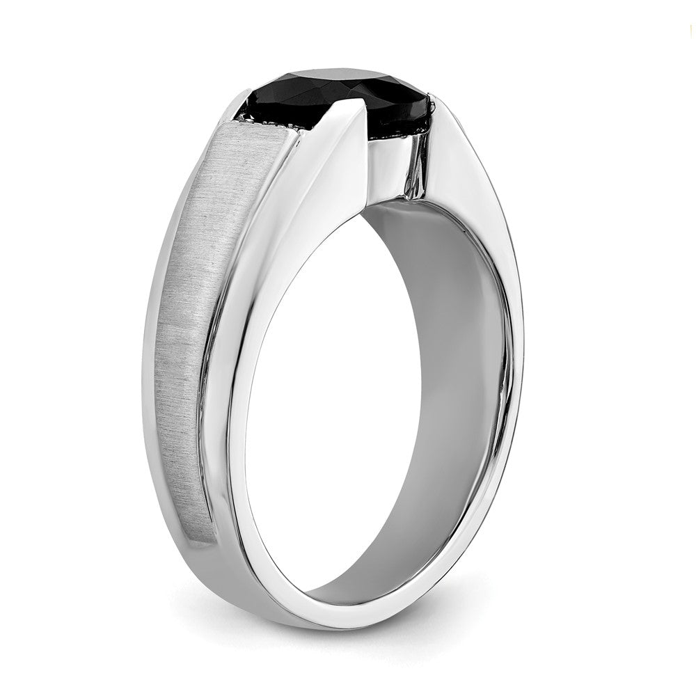 14K Weißgold Herrenring mit Onyx und echten Diamanten
