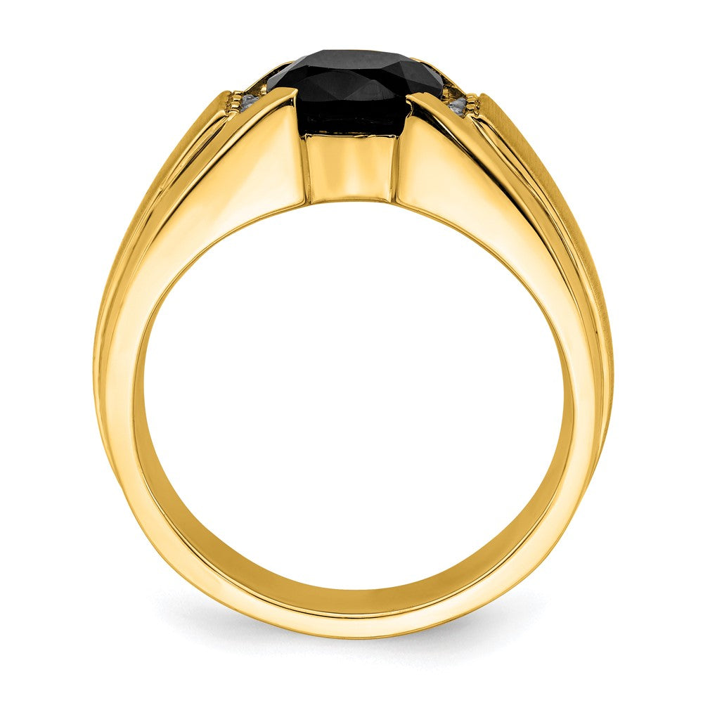 14K Gelbgold Herrenring mit Onyx und echten Diamanten
