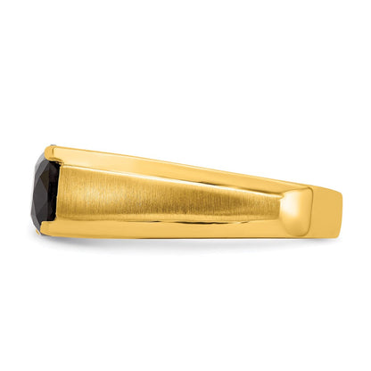 14K Gelbgold Herrenring mit Onyx und echten Diamanten