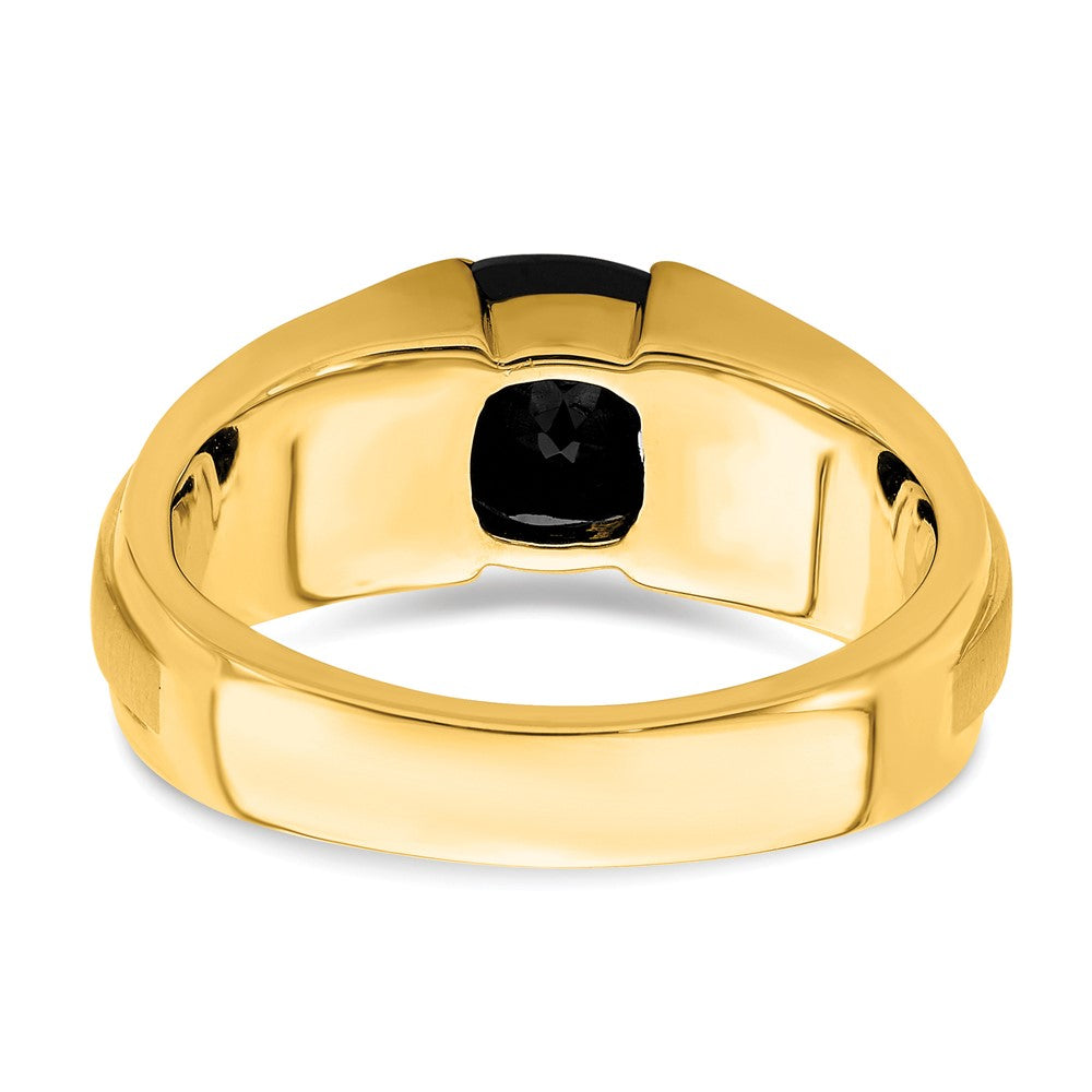 14K Gelbgold Herrenring mit Onyx und echten Diamanten
