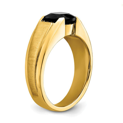 14K Gelbgold Herrenring mit Onyx und echten Diamanten