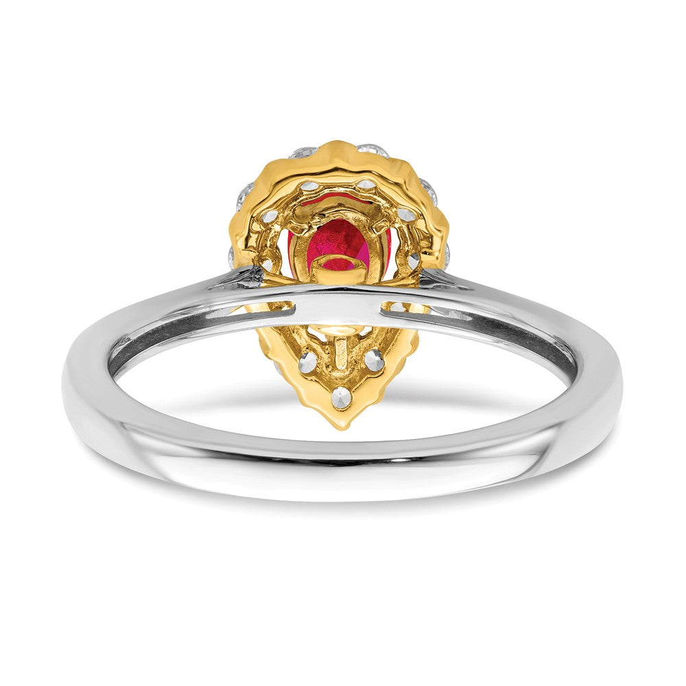 14K Bicolor Gold Ring mit echtem Rubin und echten Diamanten