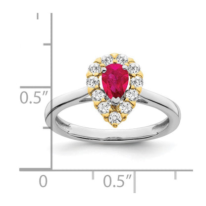 14K Bicolor Gold Ring mit echtem Rubin und echten Diamanten