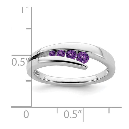 10K Weißgold Amethyst 4-stone Ring