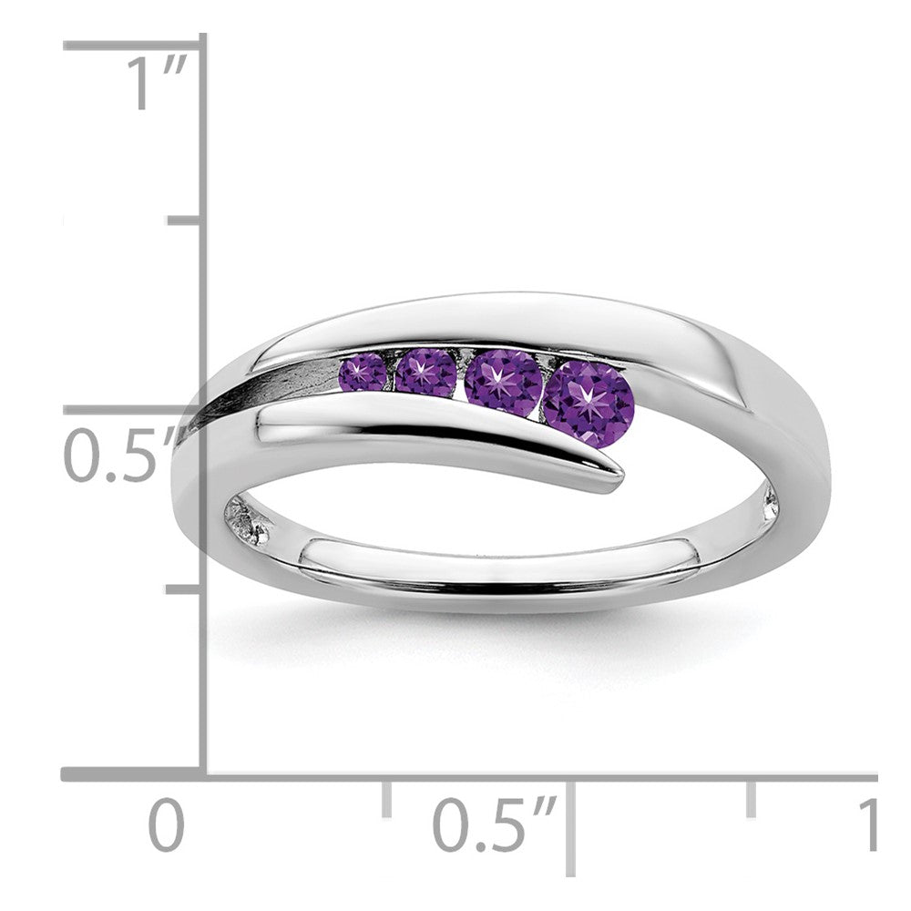 14K Weißgold Ring mit 4 Amethysten