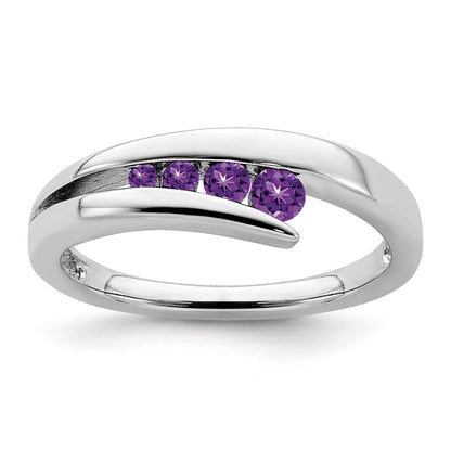 14K Weißgold Ring mit 4 Amethysten
