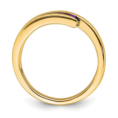 Ring aus 14K Gelbgold mit 4 Amethysten