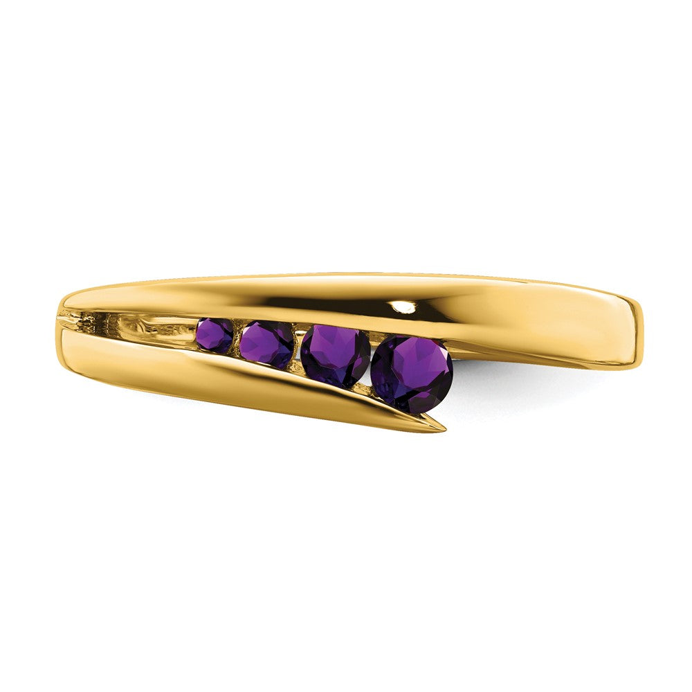 Ring aus 14K Gelbgold mit 4 Amethysten