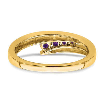 Ring aus 14K Gelbgold mit 4 Amethysten