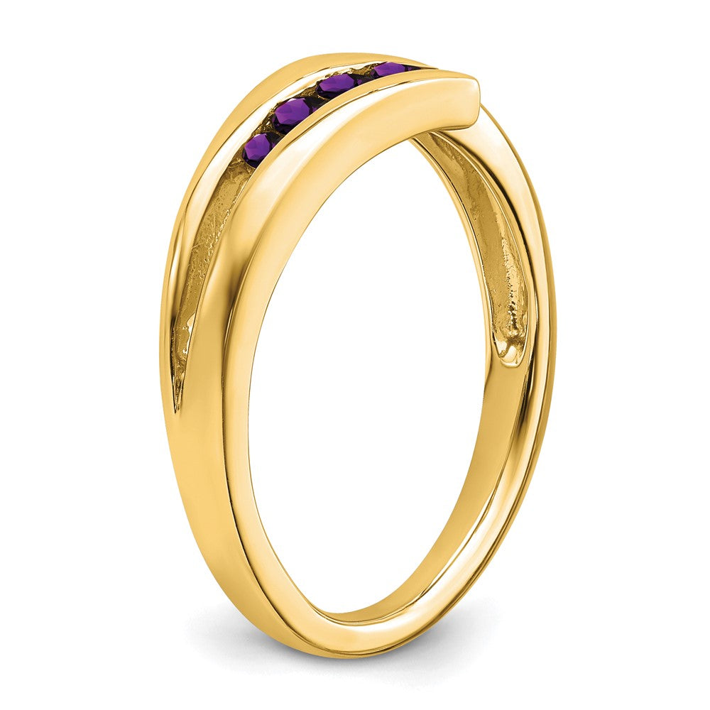 Ring aus 14K Gelbgold mit 4 Amethysten