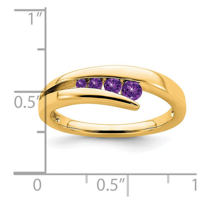 Ring aus 14K Gelbgold mit 4 Amethysten