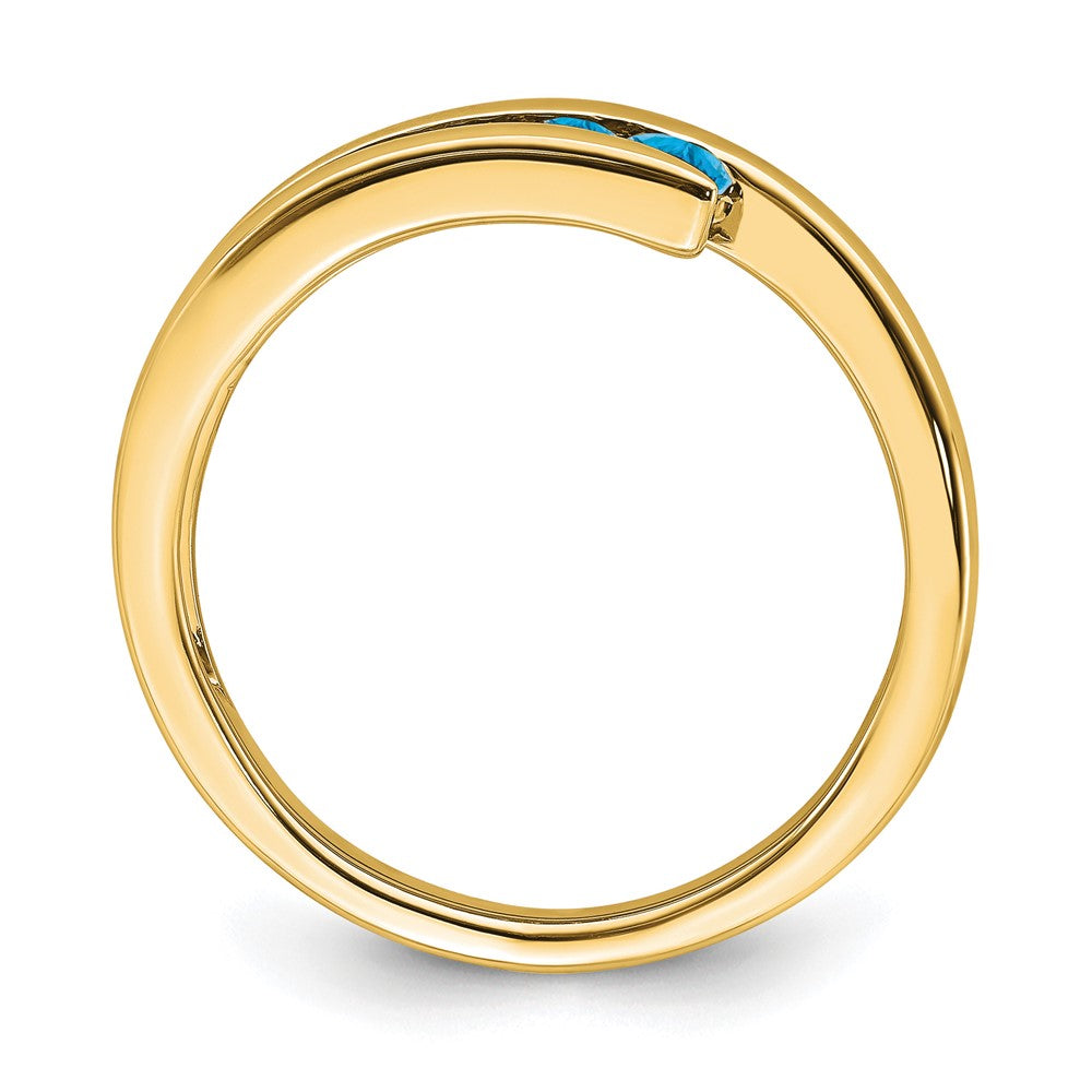 10K Gelbgold Blautopas 4-stone Ring