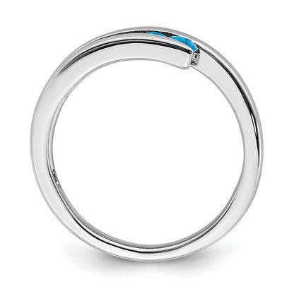 14K Weißgold Ring mit 4 blauen Topasen