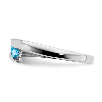 14K Weißgold Ring mit 4 blauen Topasen
