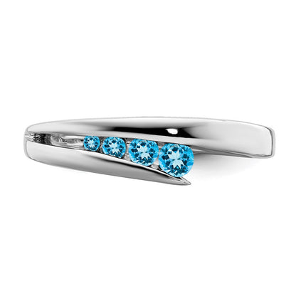 14K Weißgold Ring mit 4 blauen Topasen