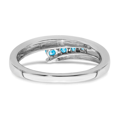 14K Weißgold Ring mit 4 blauen Topasen