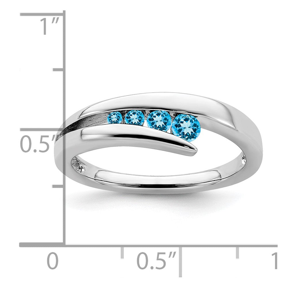 14K Weißgold Ring mit 4 blauen Topasen