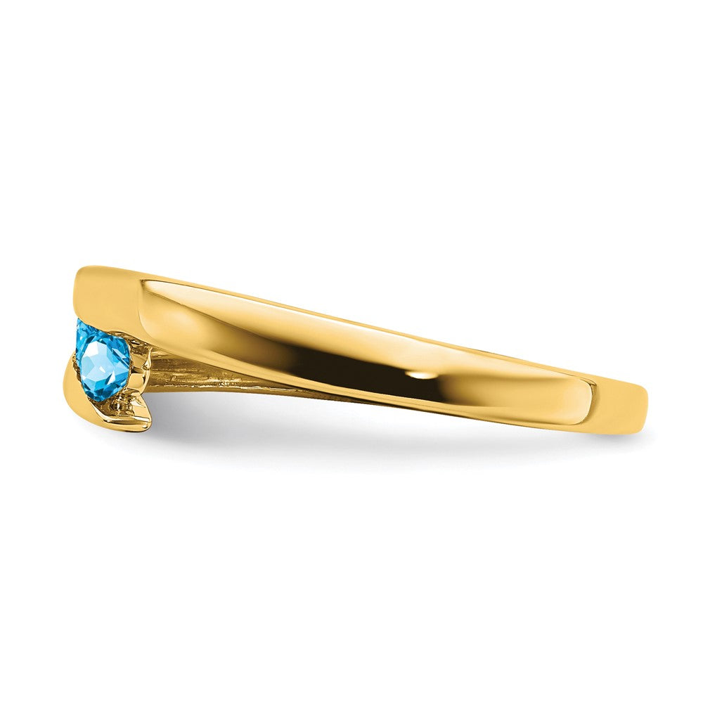 14K Gelbgold Ring mit blauem Topas, 4 Steine