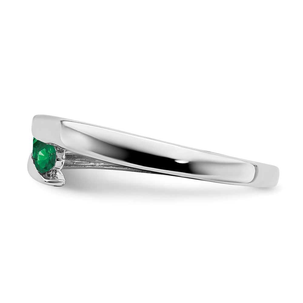 Massiv 14K Weißgold Synthetisch Smaragd 4-stone Ring