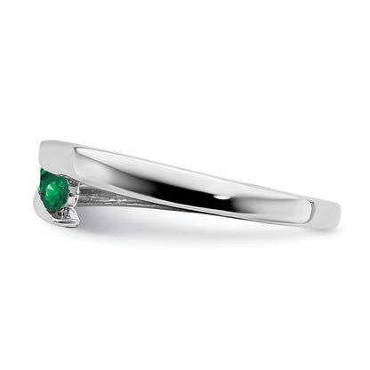 Massiv 14K Weißgold Synthetisch Smaragd 4-stone Ring