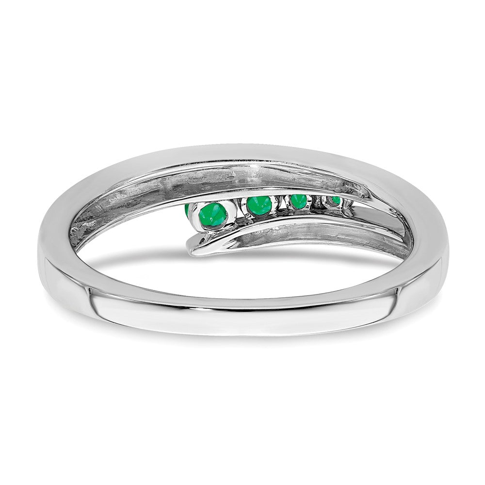 Massiv 14K Weißgold Synthetisch Smaragd 4-stone Ring