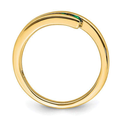 Massiv 14K Gelbgold Synthetisch Smaragd 4-stone Ring