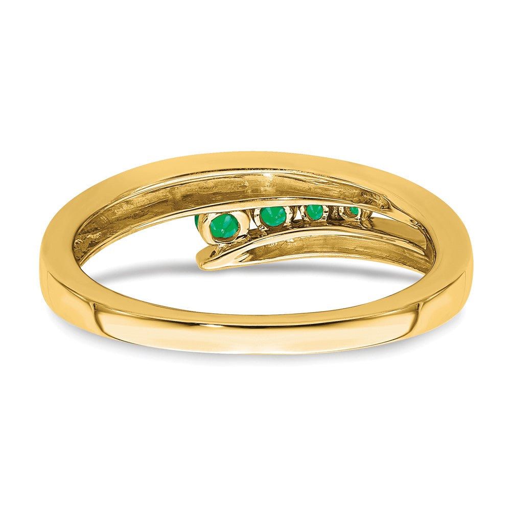 Massiv 14K Gelbgold Synthetisch Smaragd 4-stone Ring
