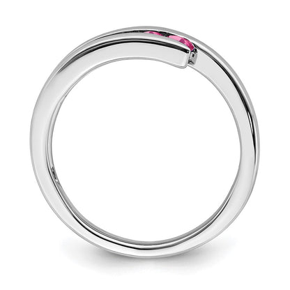 Solid Weißgold 14K Ring mit 4 simulierten rosa Turmalinen