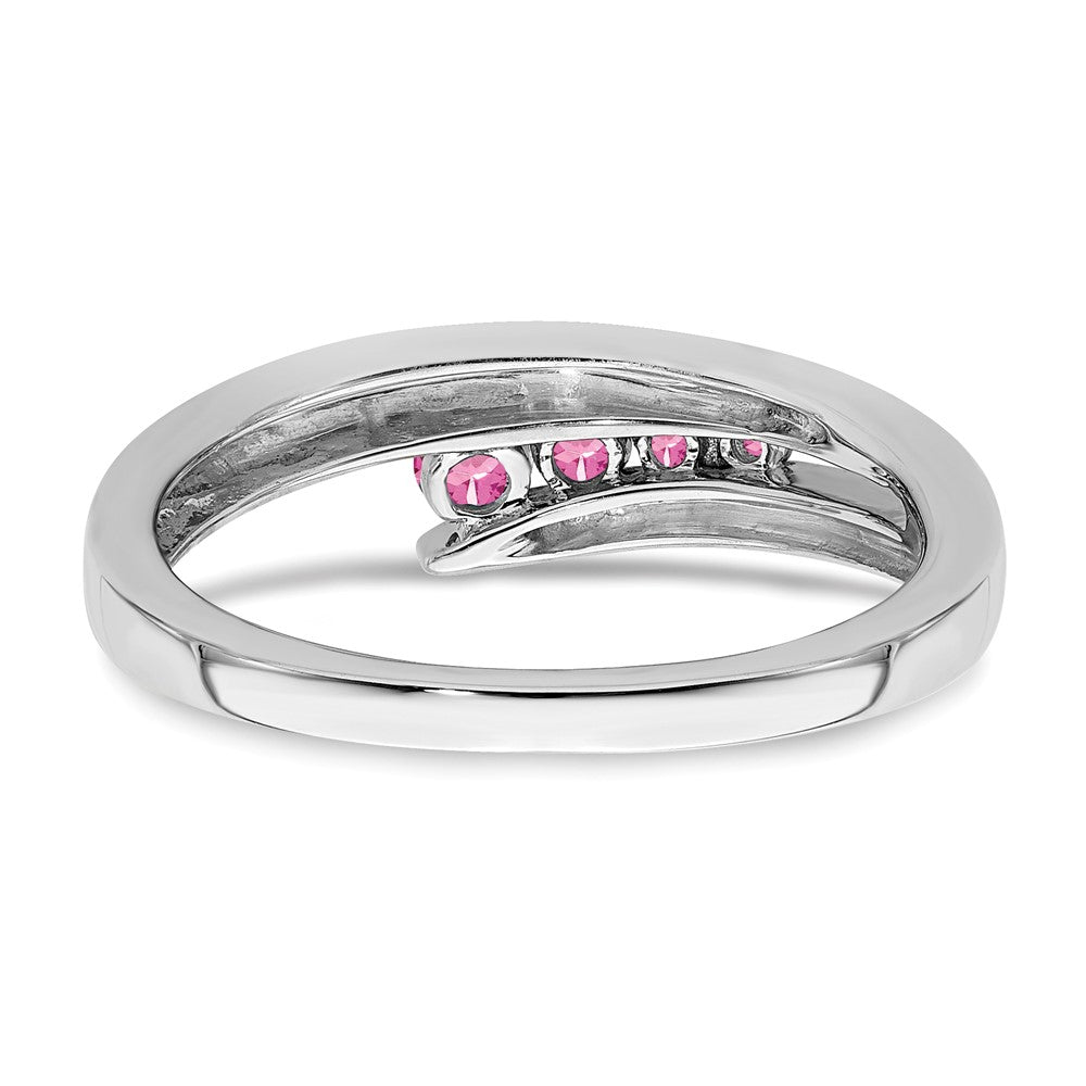 Solid Weißgold 14K Ring mit 4 simulierten rosa Turmalinen