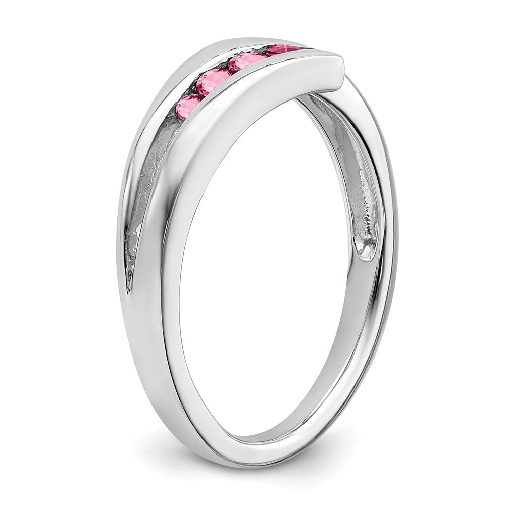 Solid Weißgold 14K Ring mit 4 simulierten rosa Turmalinen