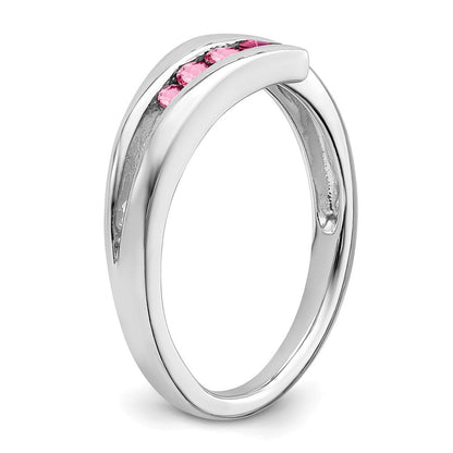 Solid Weißgold 14K Ring mit 4 simulierten rosa Turmalinen