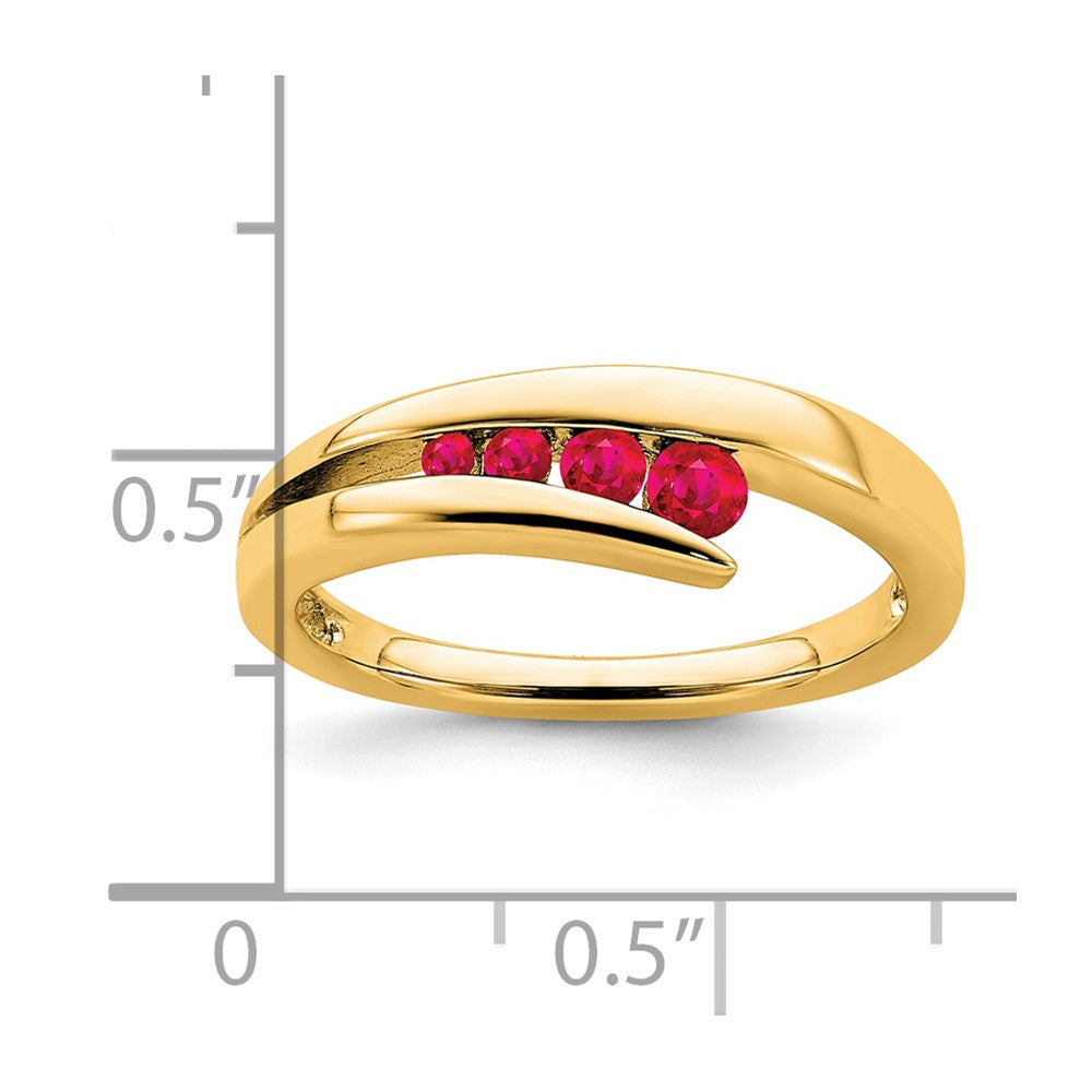 10K Gelbgold Rubin 4-stone Ring