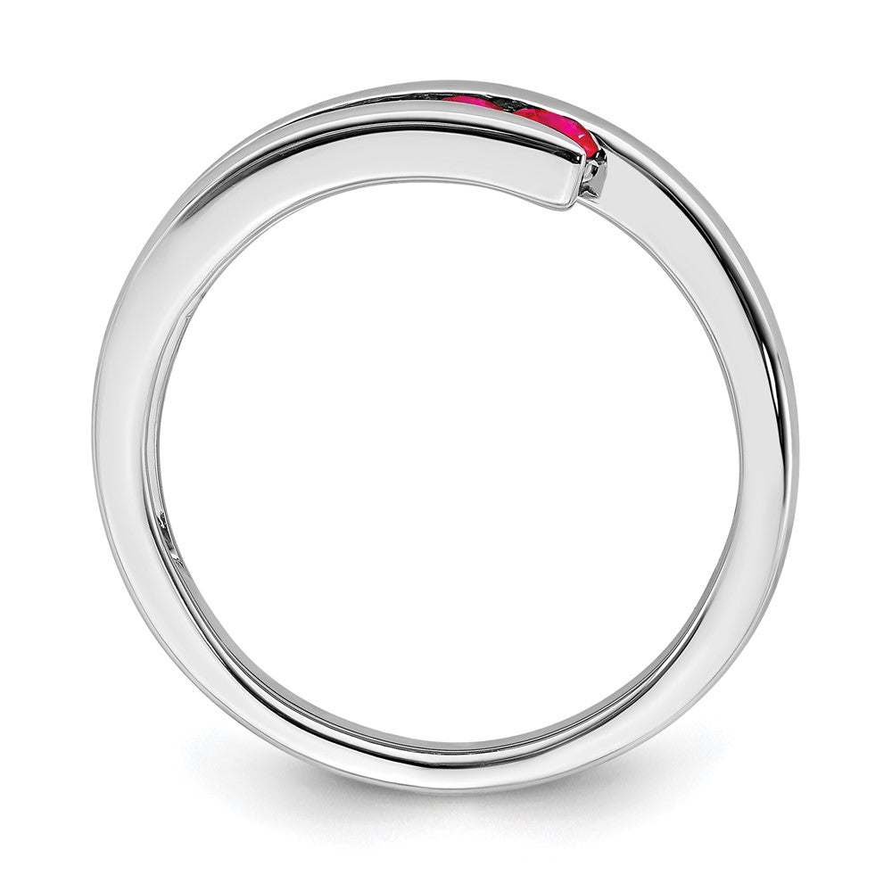 14K Weißgold Ring mit 4 Rubinen