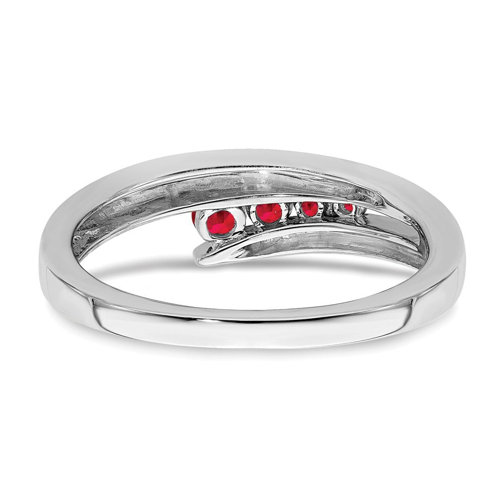 14K Weißgold Ring mit 4 Rubinen
