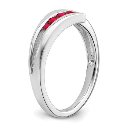 14K Weißgold Ring mit 4 Rubinen