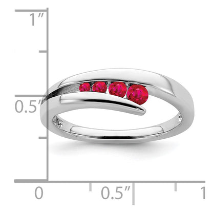 14K Weißgold Ring mit 4 Rubinen