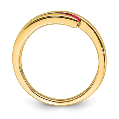 Massiv 14K Gelbgold Synthetisch Rubin 4-stone Ring